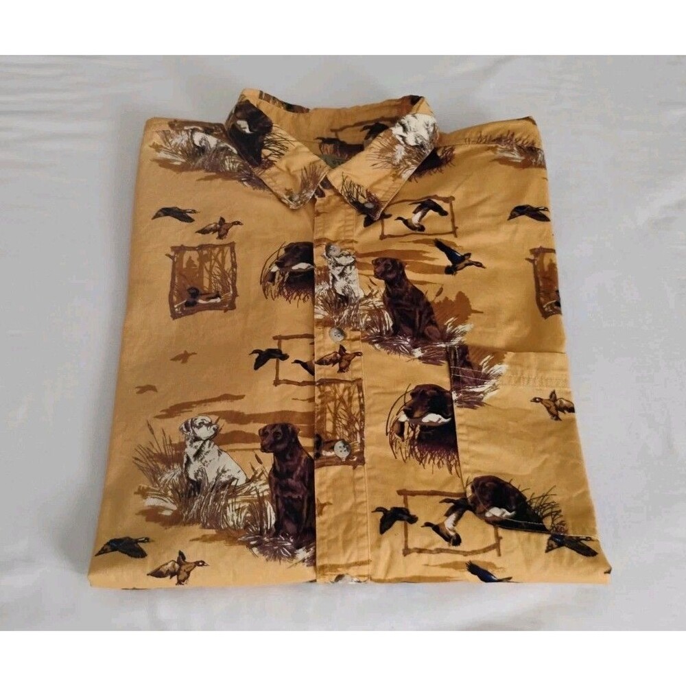 Vtg Field Tested By Outdoor Life Flannel Shirt Men's Bird Dog Print XL EUC